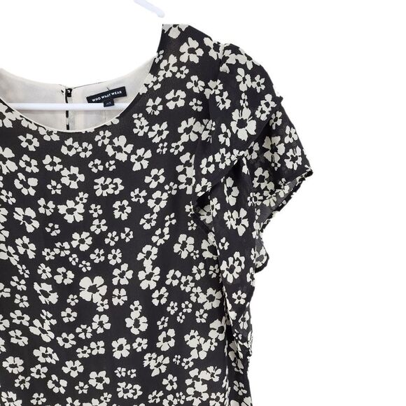 Who What Wear Women's Floral Round Neck Layered Asymmetrical Hem Dress -XS - Picture 3 of 6